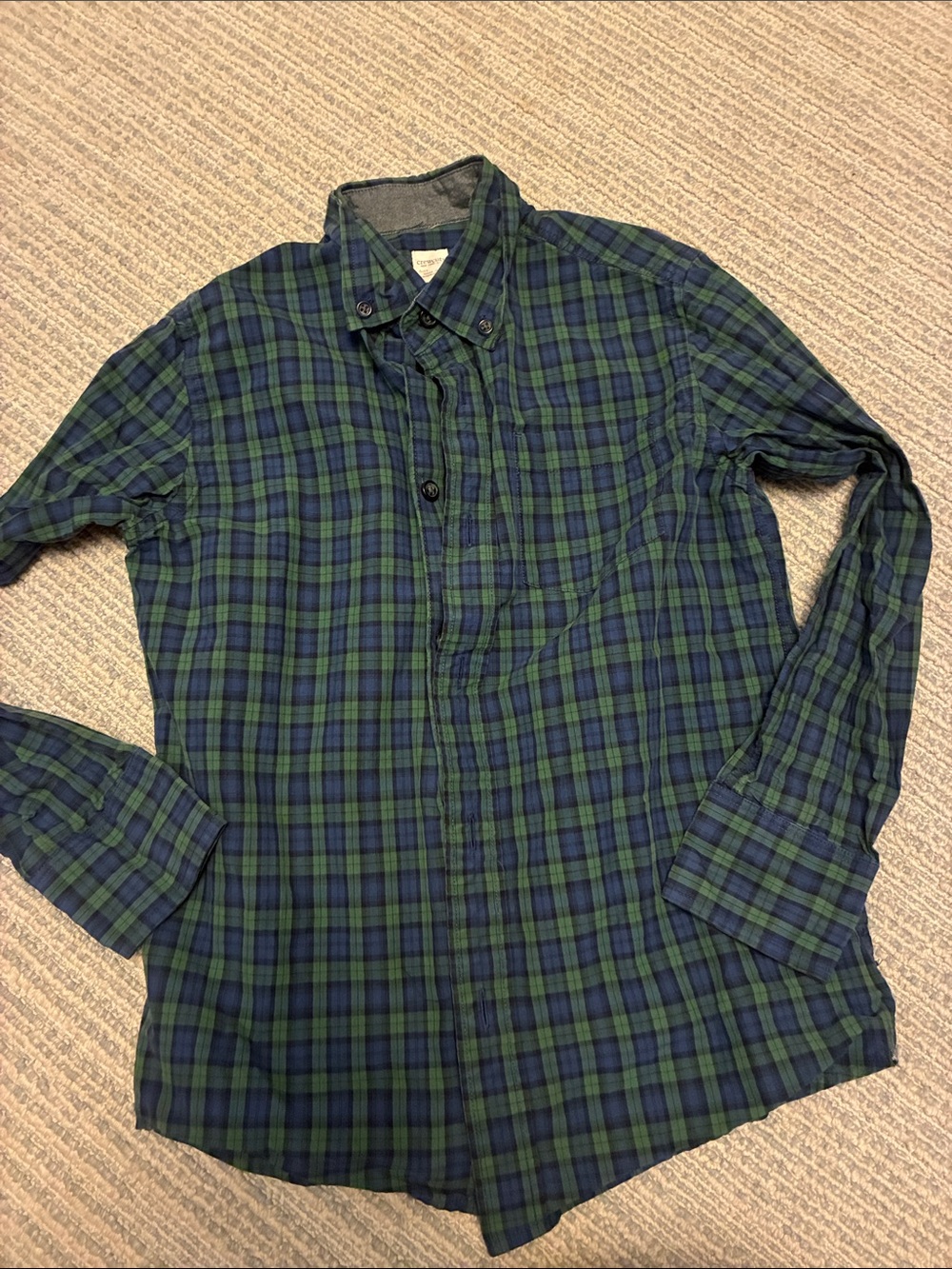 J. Crew Green and Blue Plaid Button-Down Shirt